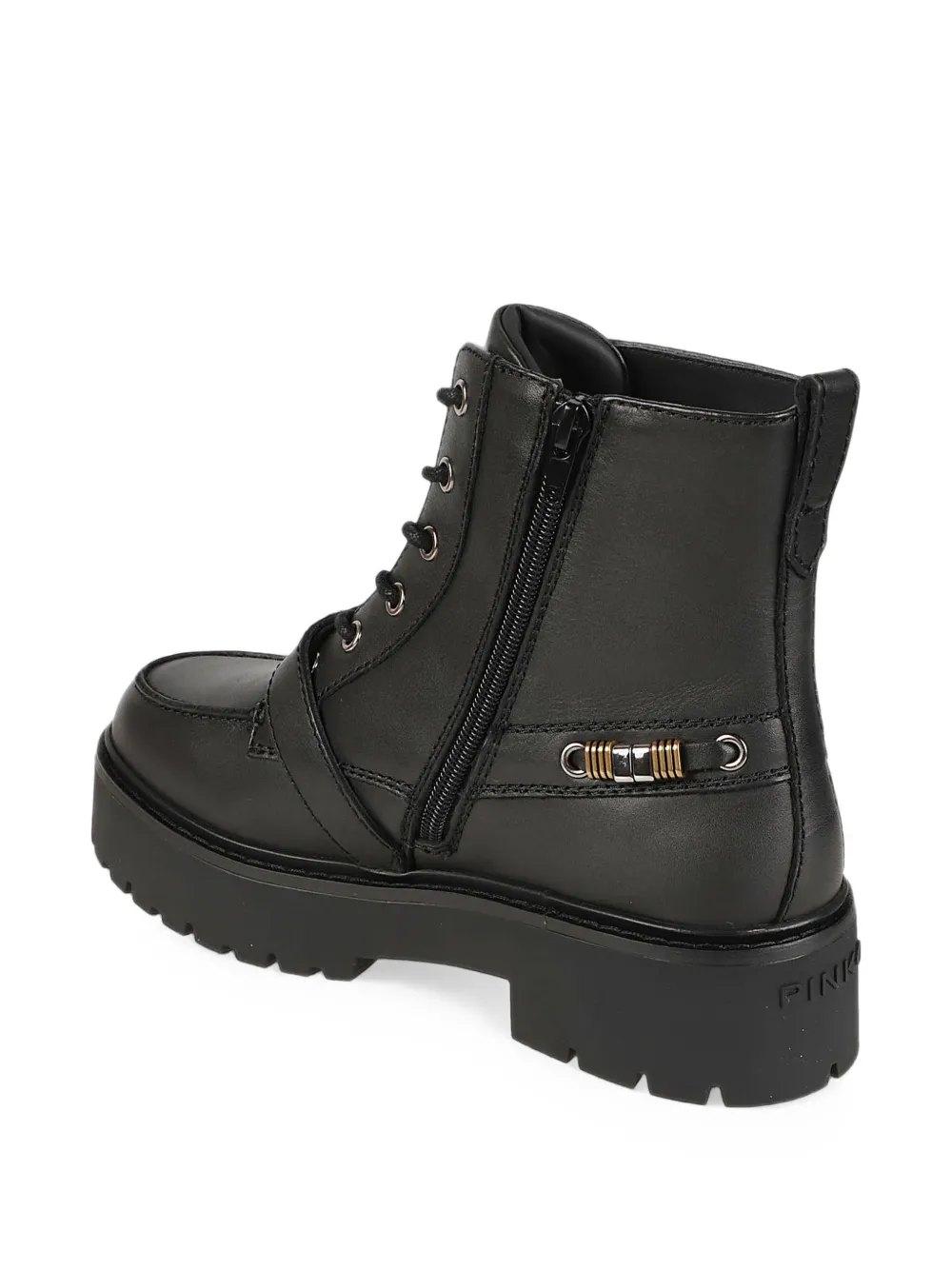 PINKO buckle-detail lace-up ankle boots Zwart