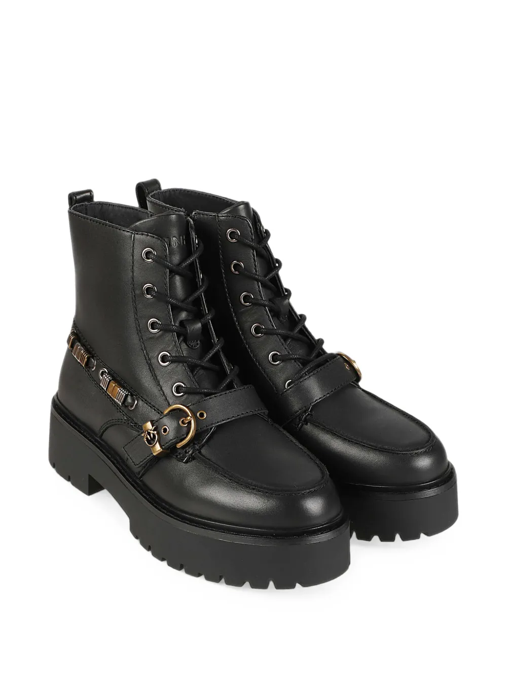 PINKO buckle-detail lace-up ankle boots Zwart