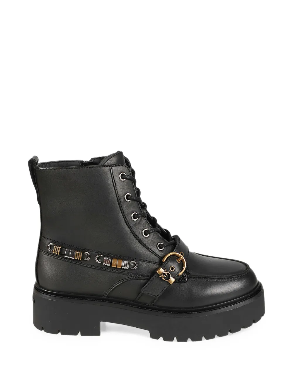 PINKO buckle-detail lace-up ankle boots - Nero