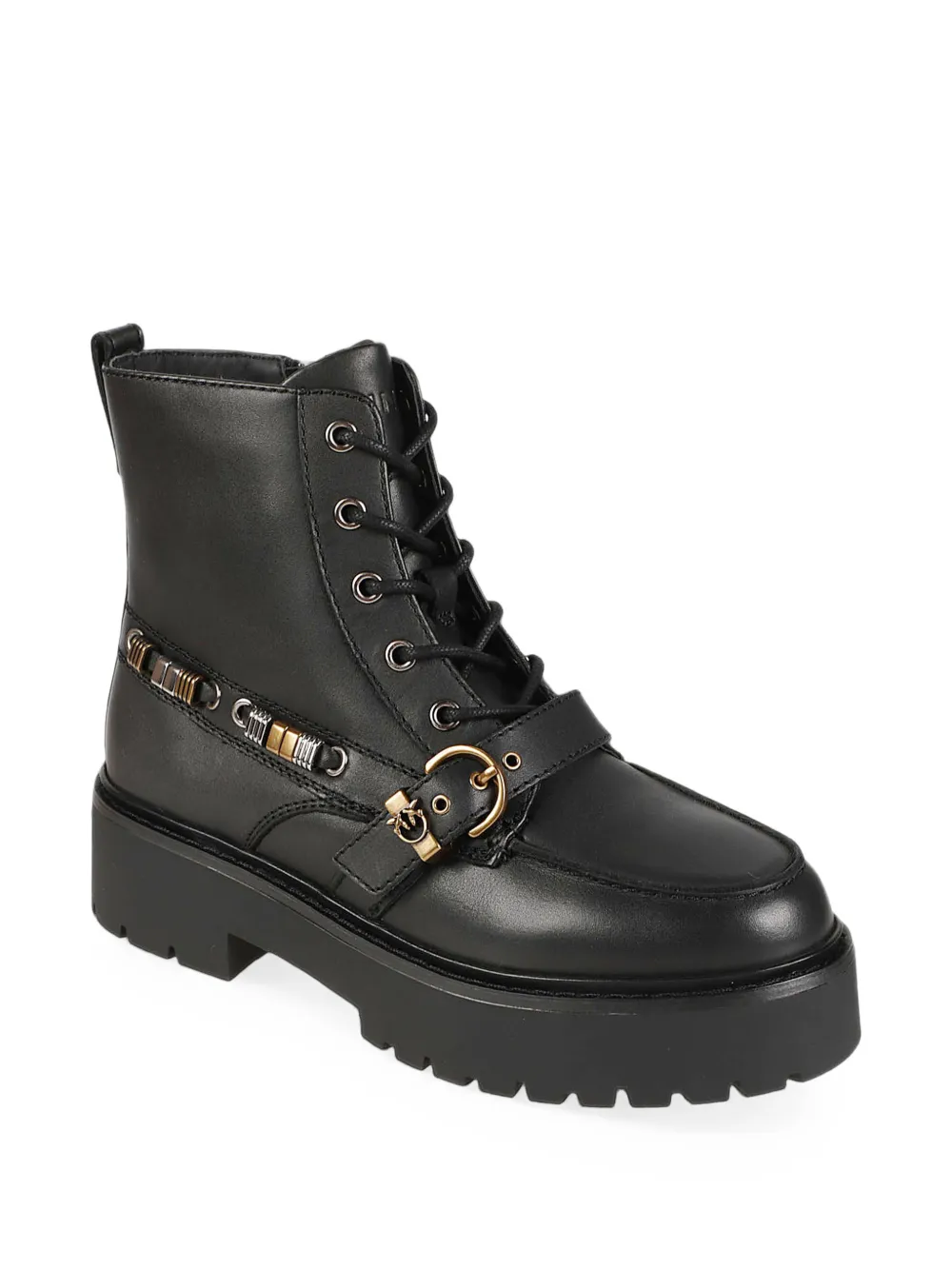 PINKO buckle-detail lace-up ankle boots Zwart
