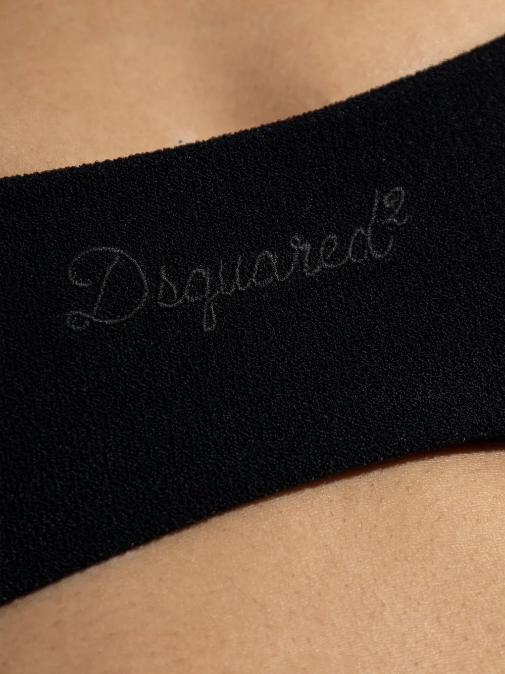 DSQUARED2 Bikinitop met geborduurd logo en diepe ronde hals Zwart