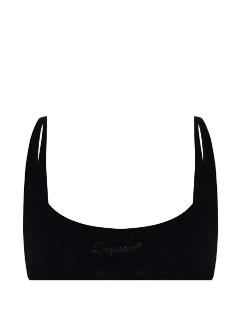 DSQUARED2 logo-embroidered scoop-neck bikini top
