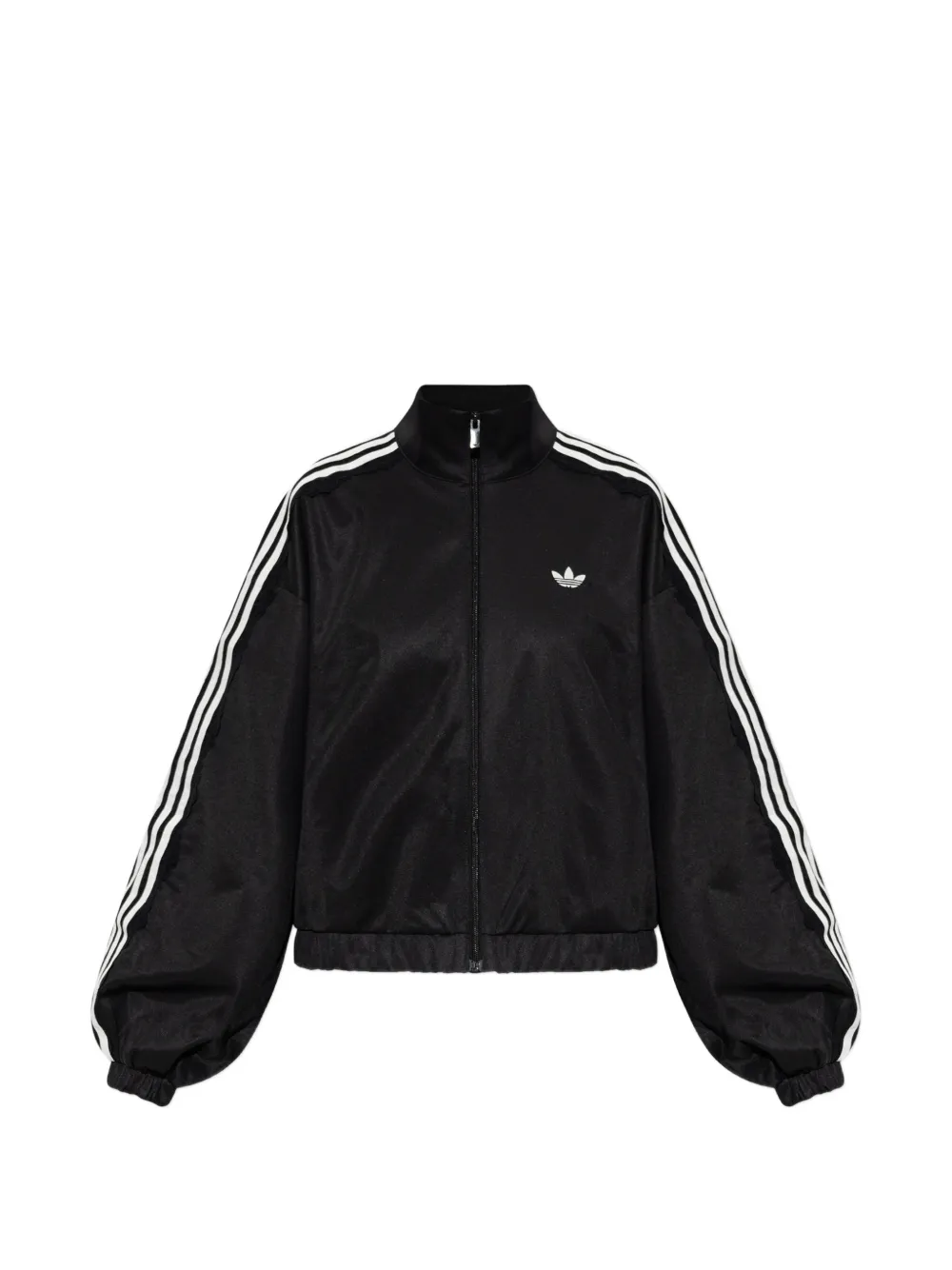 adidas logo-embroidered lace-trim zip-up sweatshirt Zwart