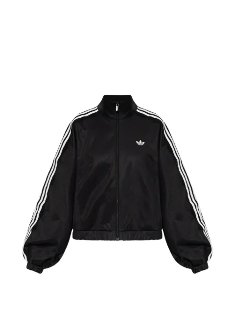 adidas logo-embroidered lace-trim zip-up sweatshirt