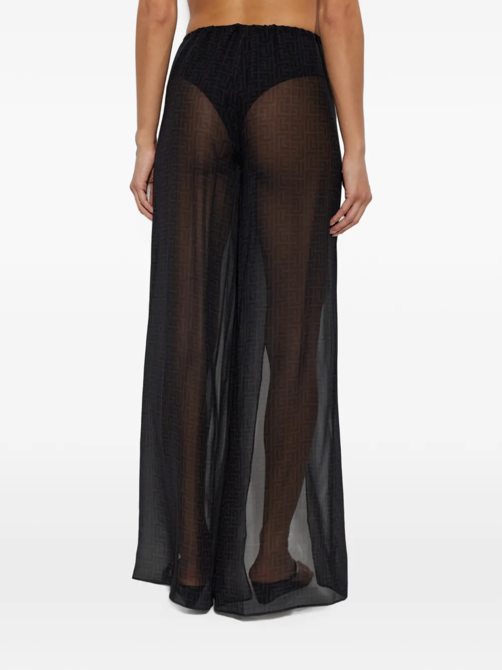 Balmain Chiffon strandbroek met monogram Zwart