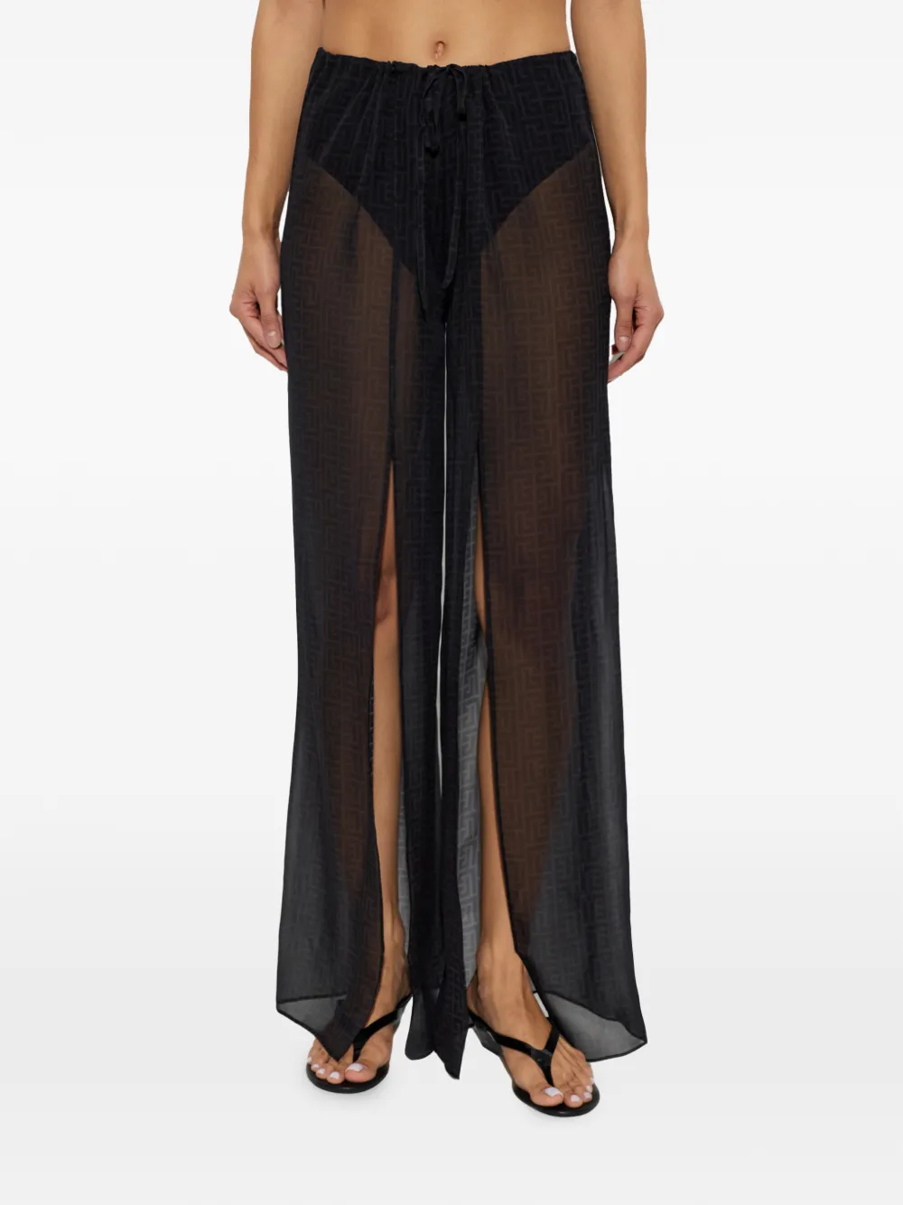 Balmain Chiffon strandbroek met monogram Zwart