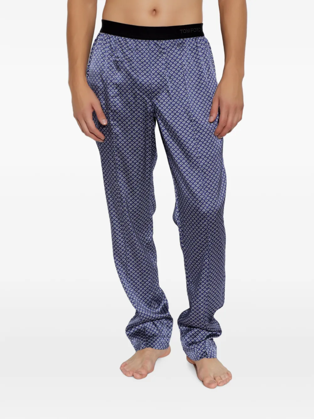 TOM FORD geometric-print silk-blend pajamas Blauw