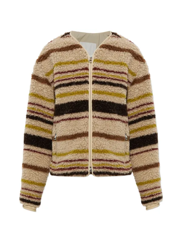Moncler Striped Fleece Jacket in Brown