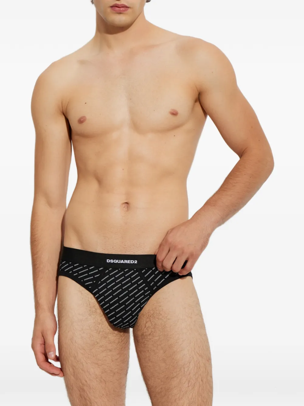 DSQUARED2 Katoenen slip met monogram Zwart