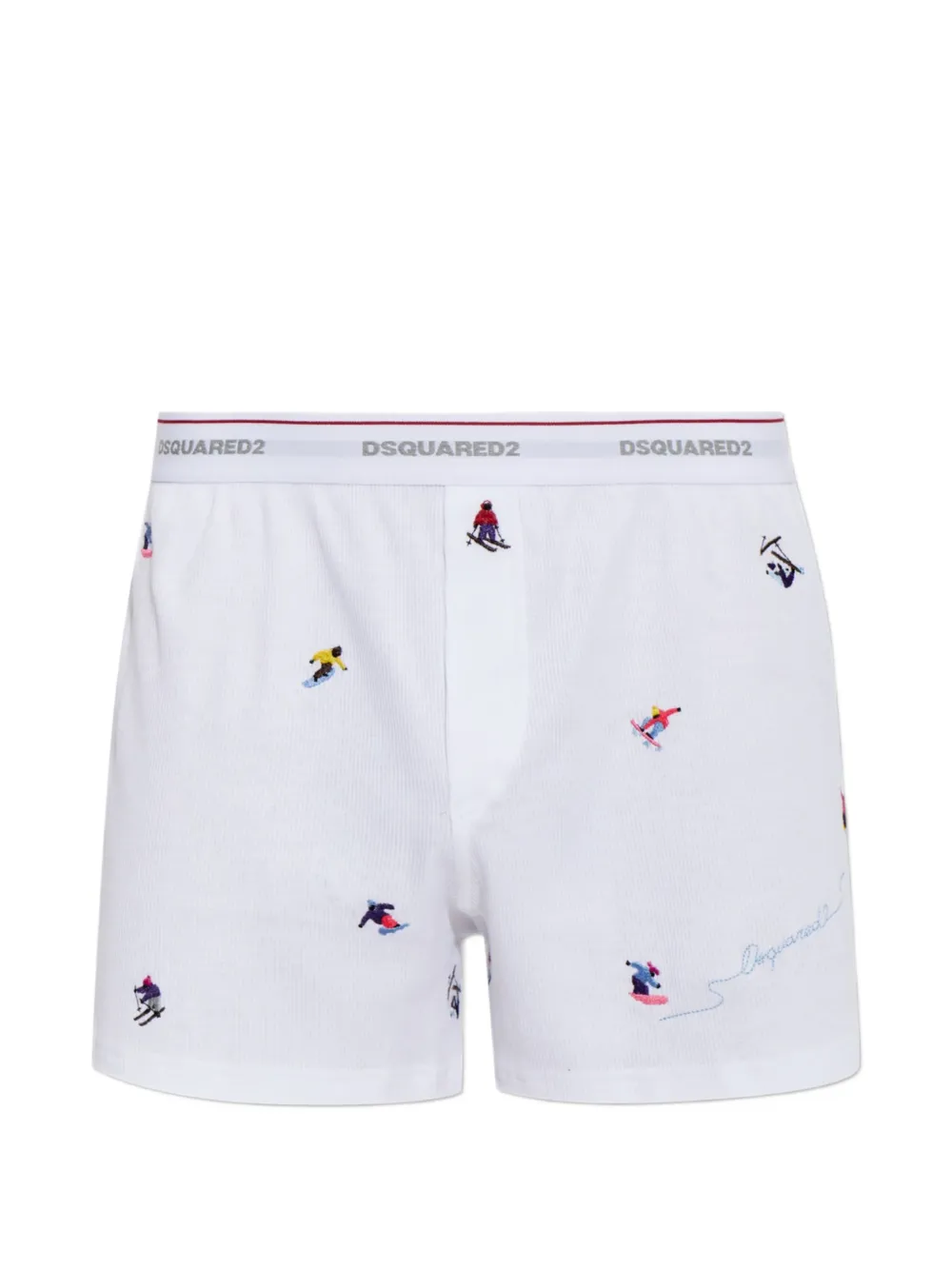 DSQUARED2 skier-embroidered ribbed boxers - Bianco