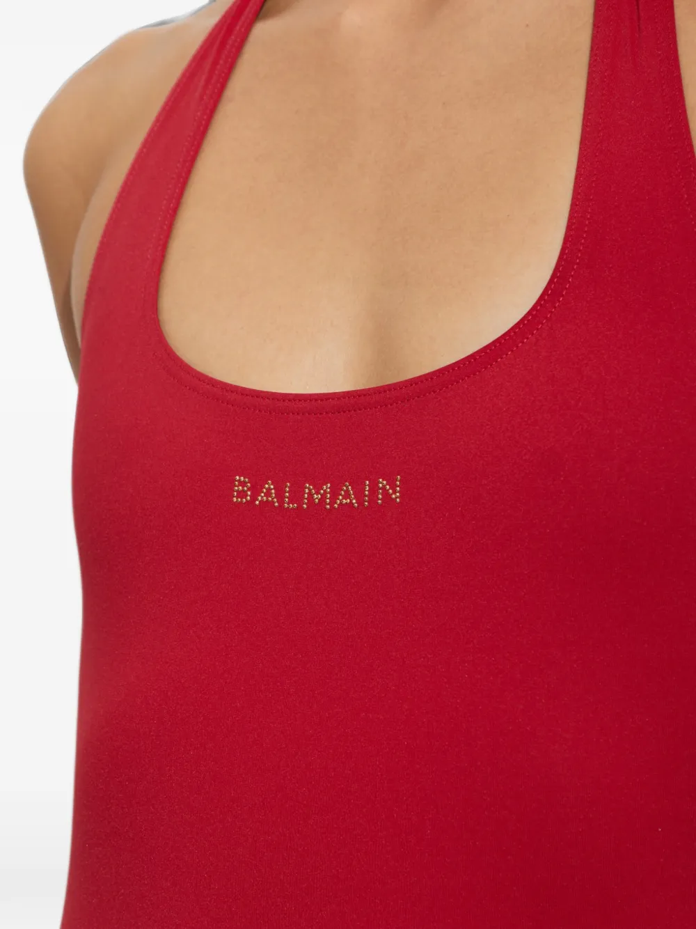Balmain Badpak verfraaid met logo en halternek Rood