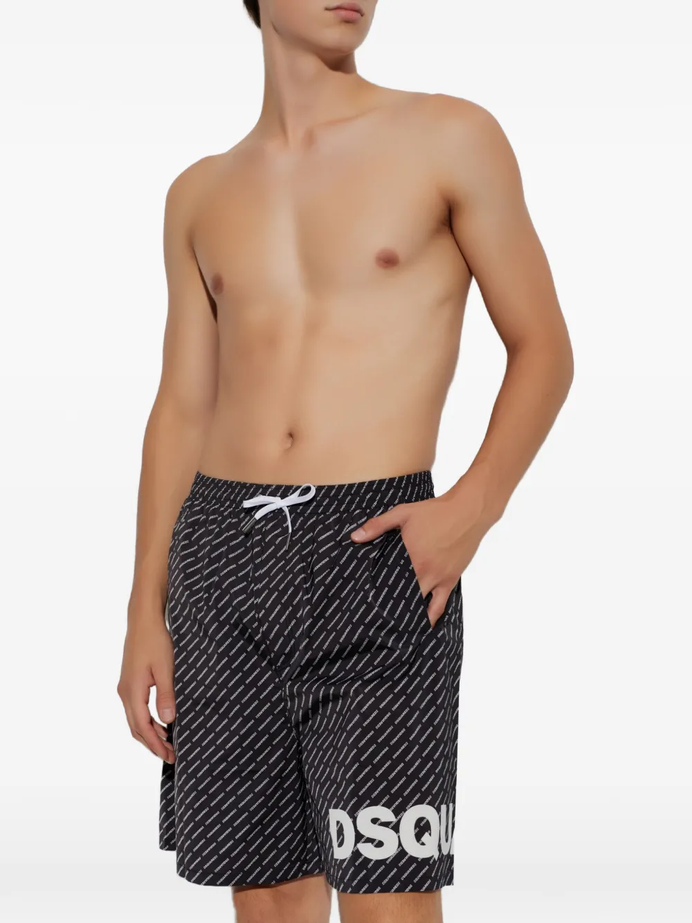 DSQUARED2 Zwembroek met monogram-print en logo-print Zwart