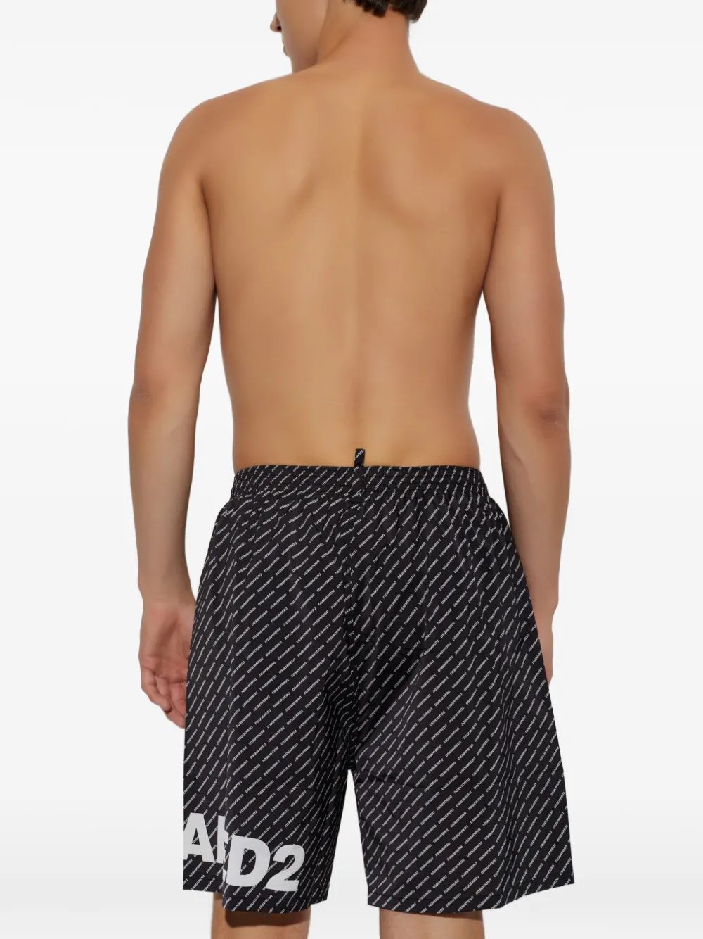 DSQUARED2 Zwembroek met monogram-print en logo-print Zwart