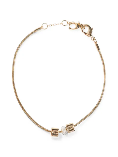 Coach logo-charm faux-pearl bracelet
