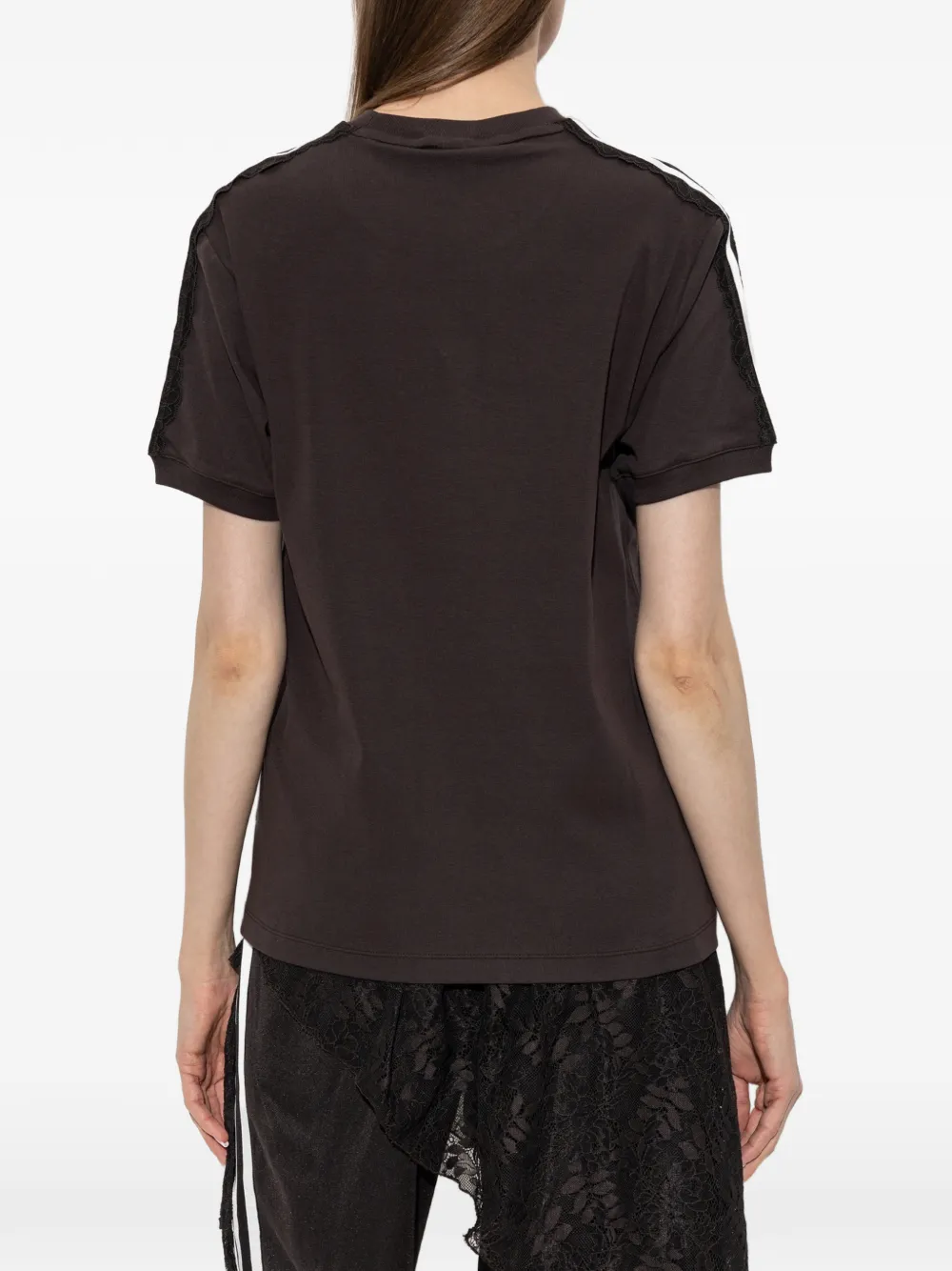 adidas lace-trim embroidered-logo T-shirt Bruin