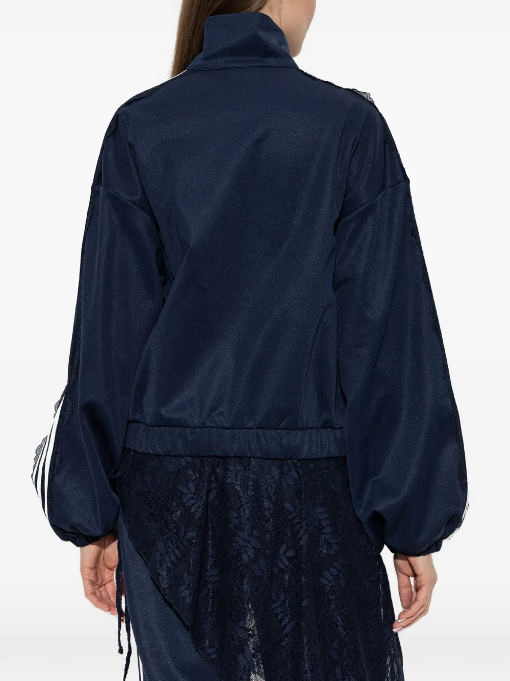 adidas logo-embroidered zip-up sweatshirt Blauw