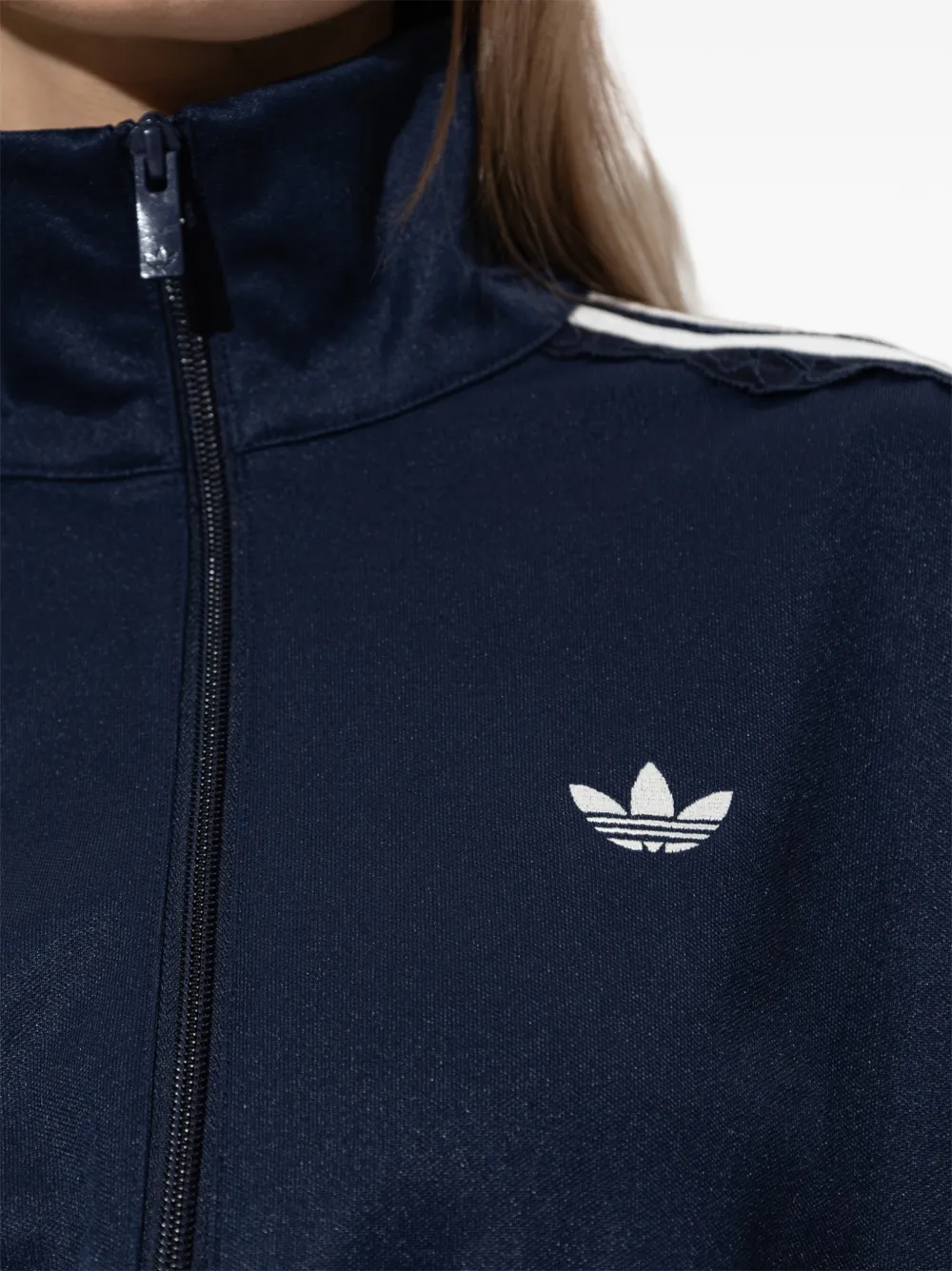 adidas logo-embroidered zip-up sweatshirt Blauw