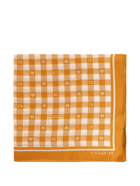 Coach gingham-print logo-print scarf