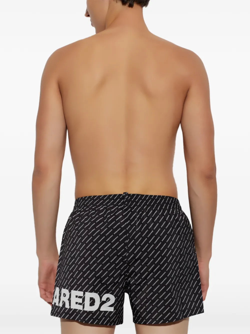 DSQUARED2 Shorts met trekkoord en logo-patroon Zwart