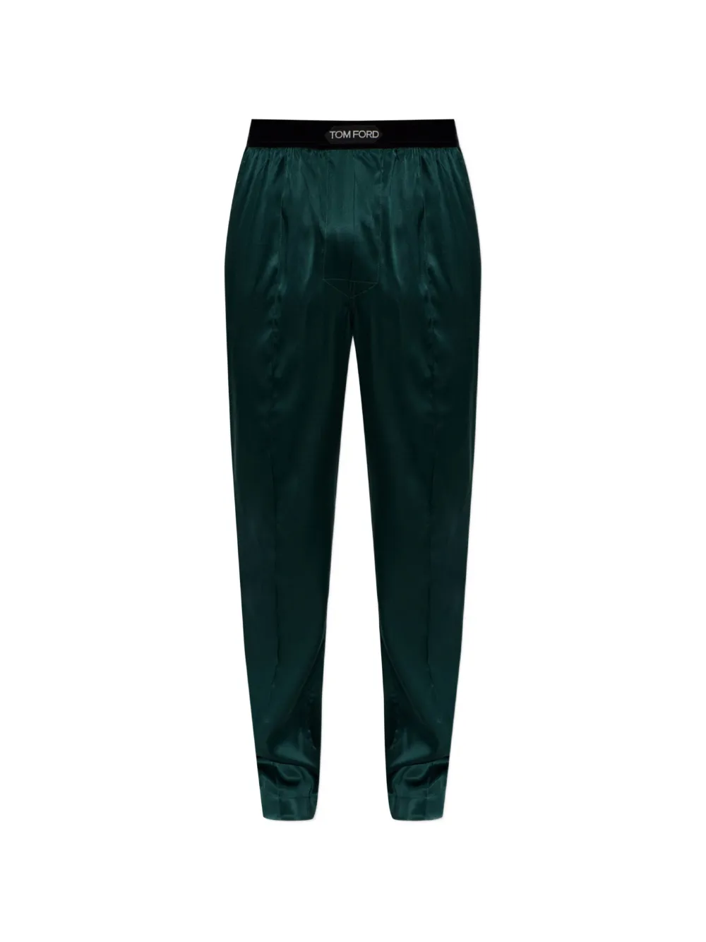 TOM FORD logo-patch silk-blend loungewear trousers - Verde