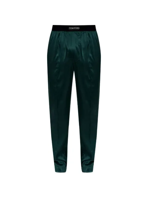 TOM FORD logo-patch silk-blend loungewear trousers