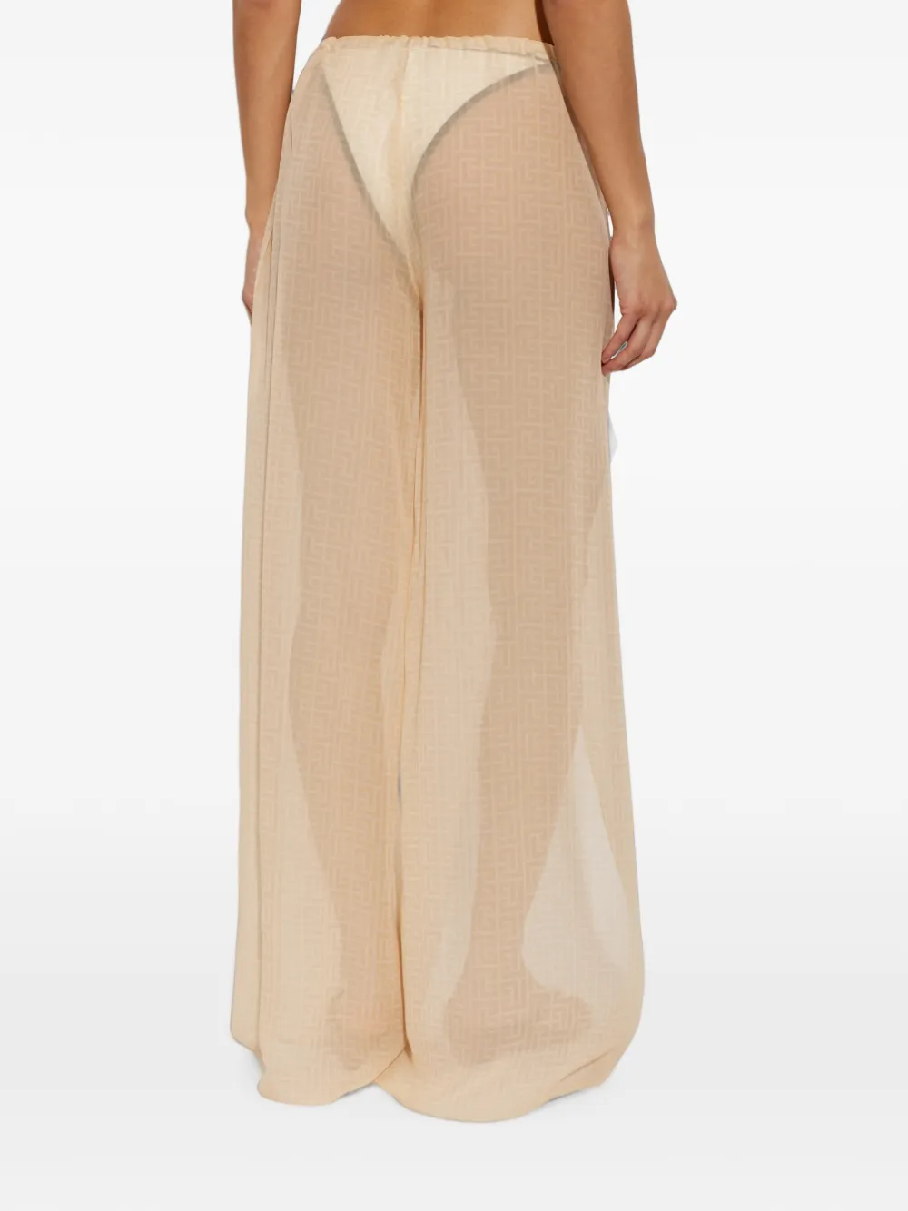 Balmain Zijden strandbroek met monogram Beige