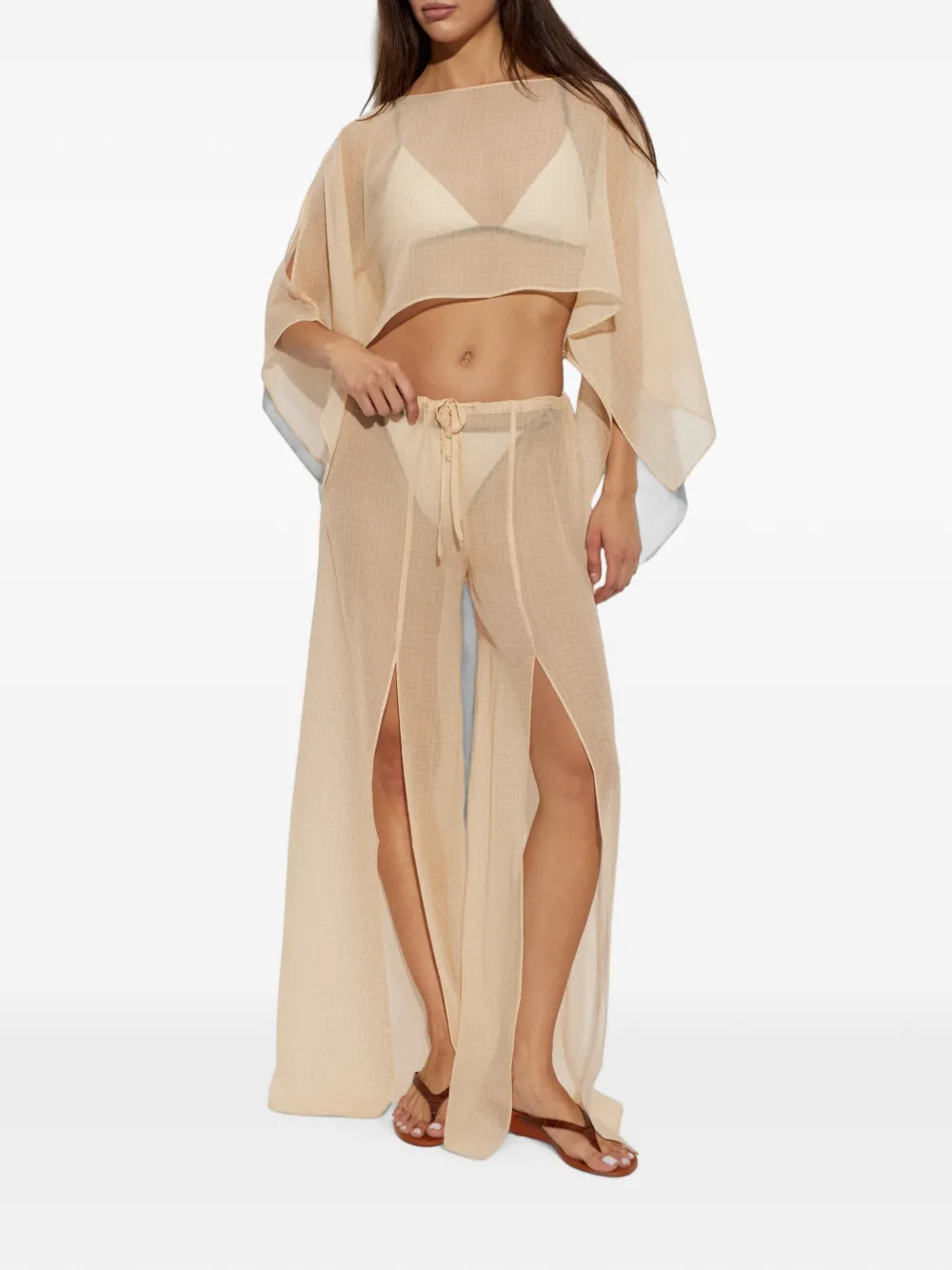 Balmain Zijden strandbroek met monogram Beige
