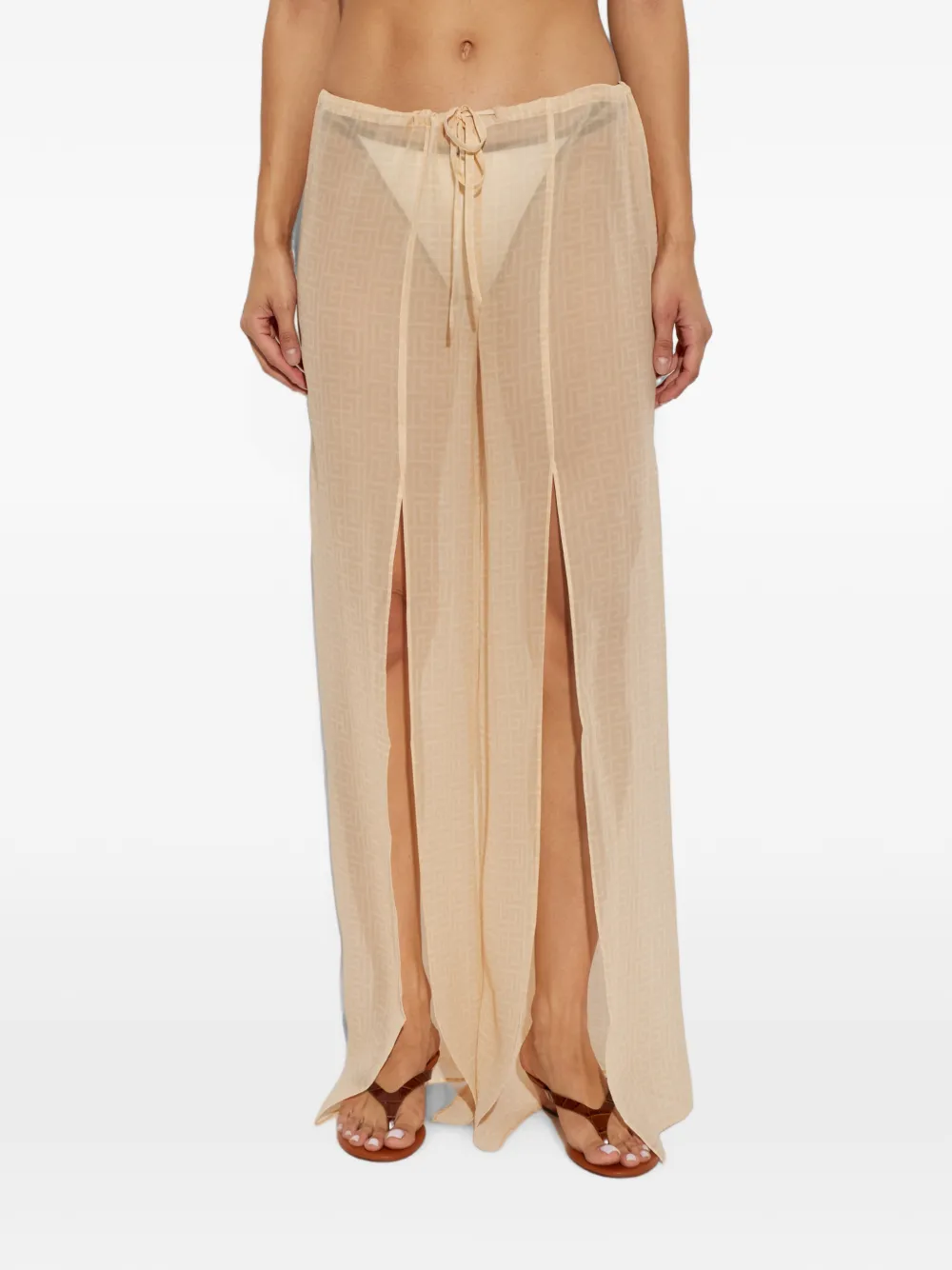 Balmain Zijden strandbroek met monogram Beige