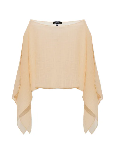 Balmain monogram-pattern cropped poncho