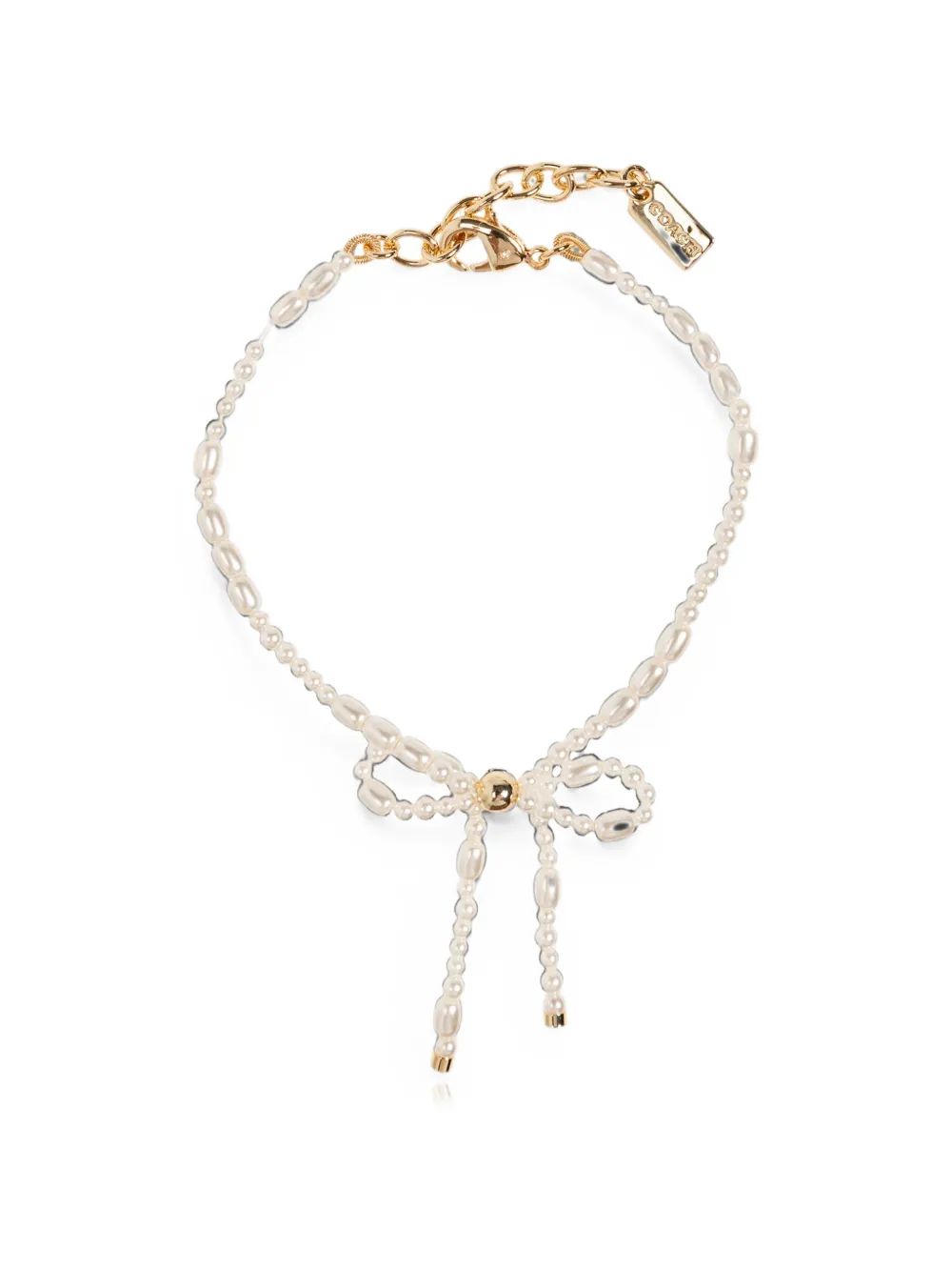 Coach bow-detail faux-pearl bracelet - Bianco