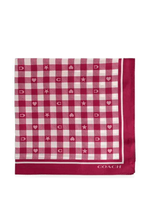 Coach check-print silk scarf
