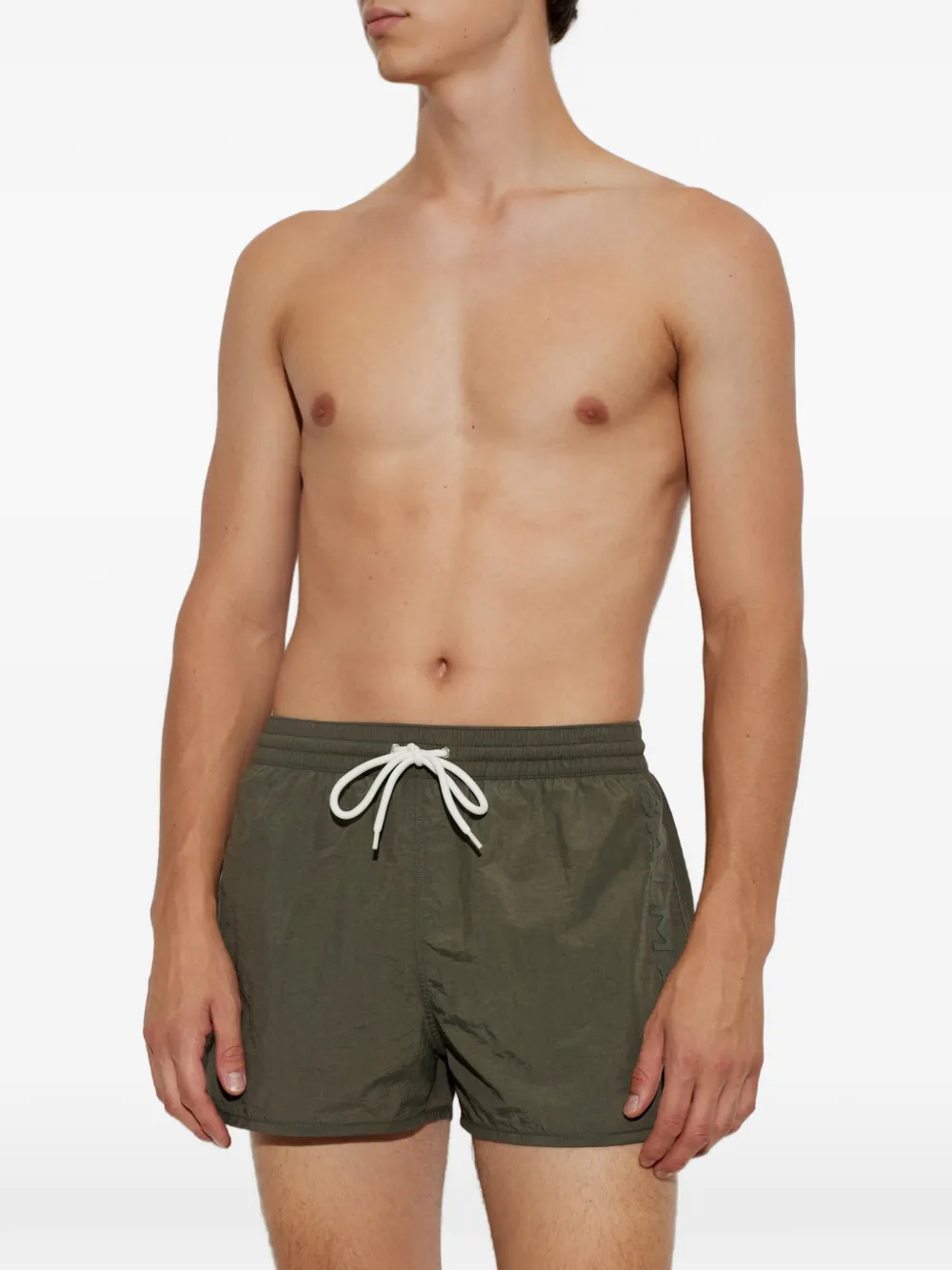 Balmain logo-embroidered drawstring swim shorts Groen