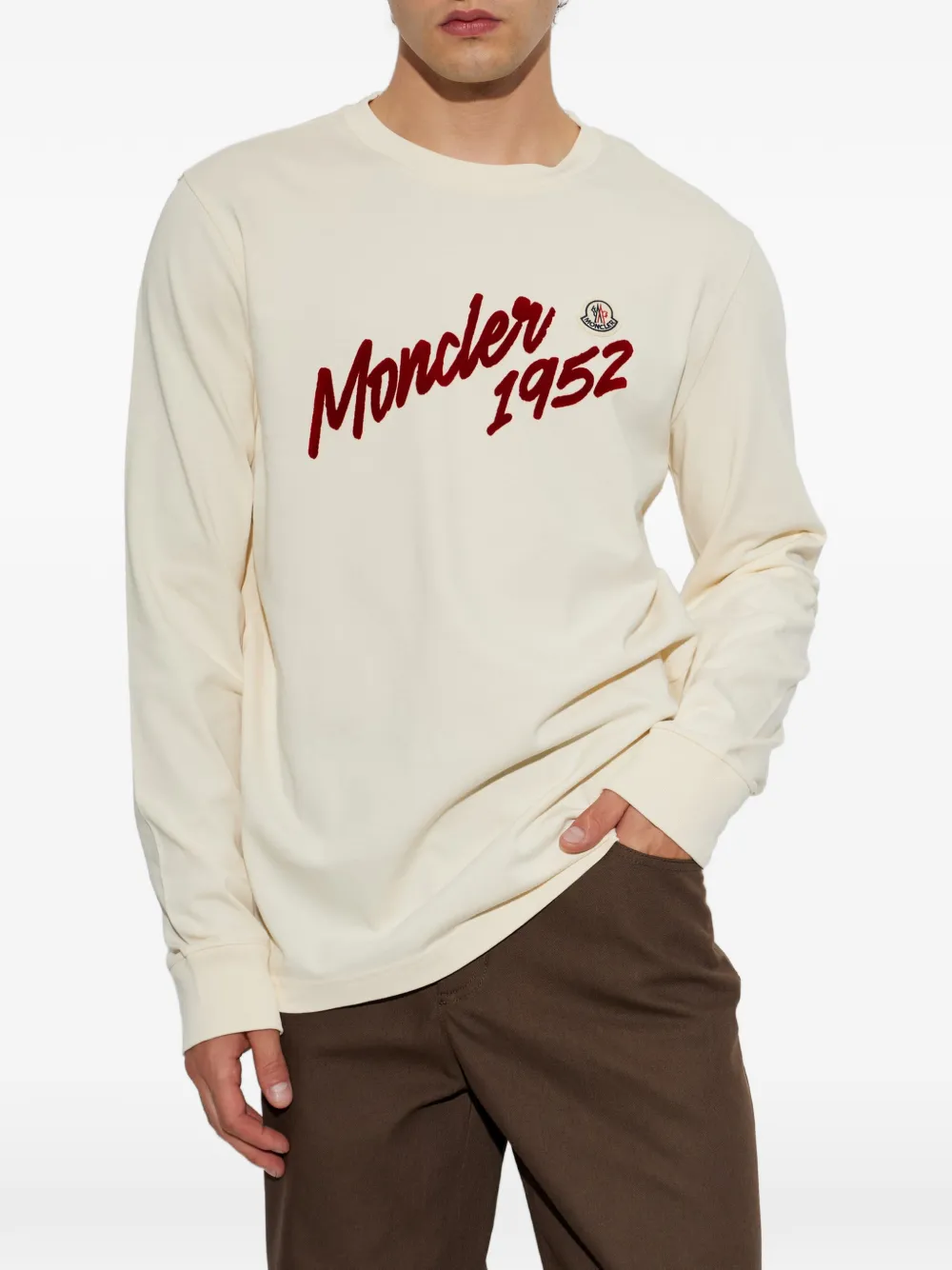 Moncler T-shirt met logoprint Beige