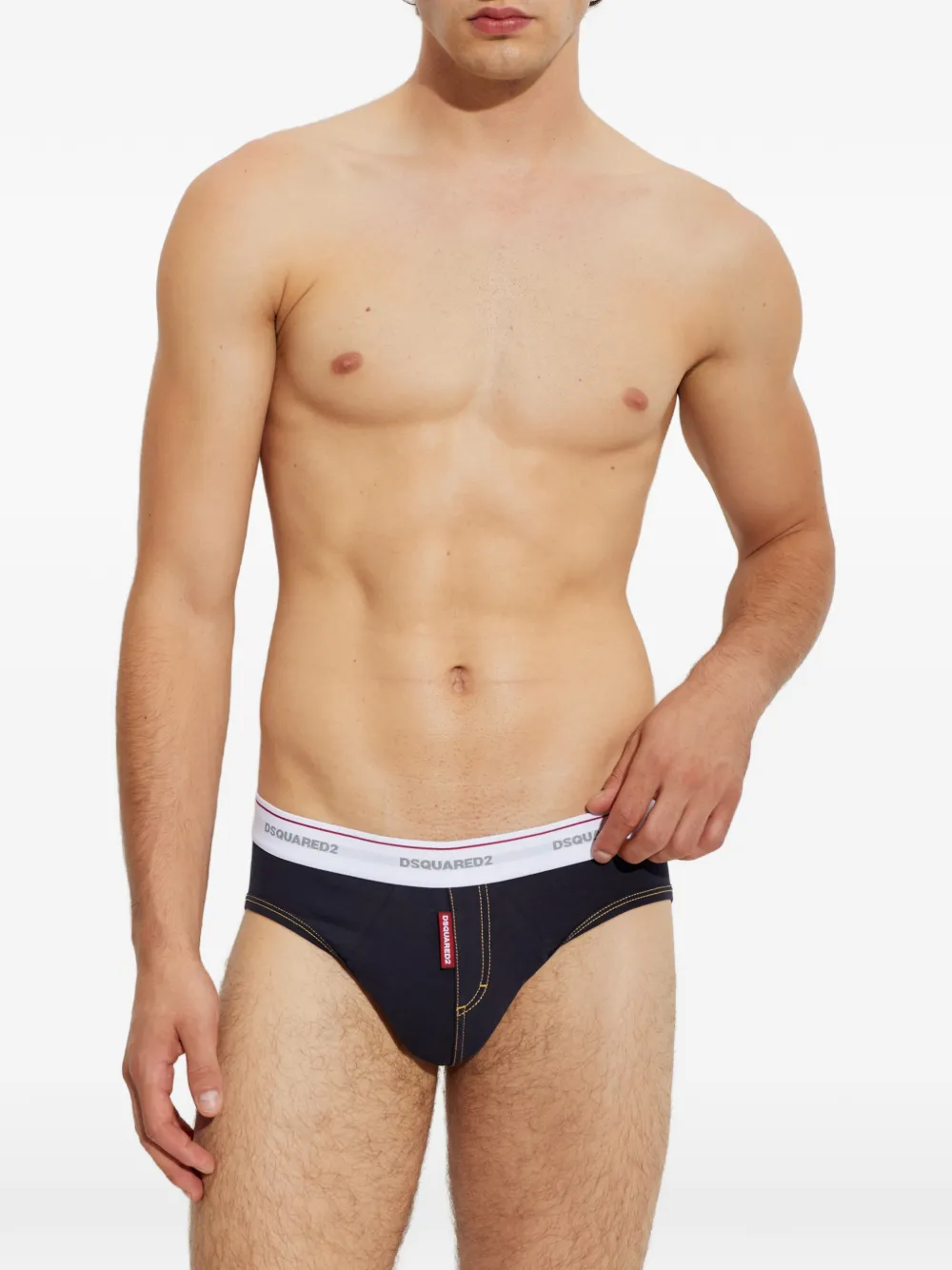 DSQUARED2 Slip met contrasterende stiksels en logoband Zwart