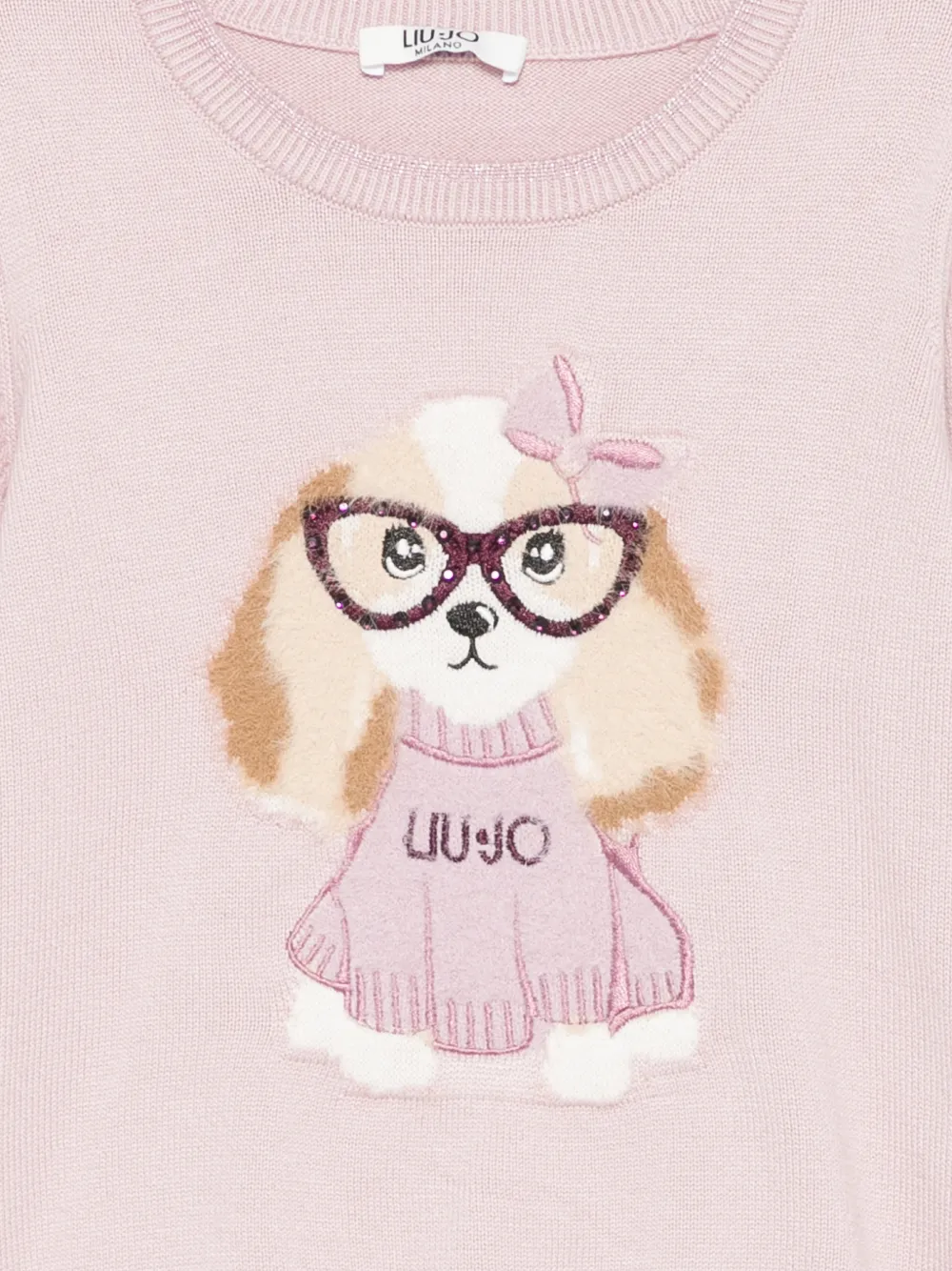 Liu Jo Kids Intarsiagebreide trui met honden-patroon Paars