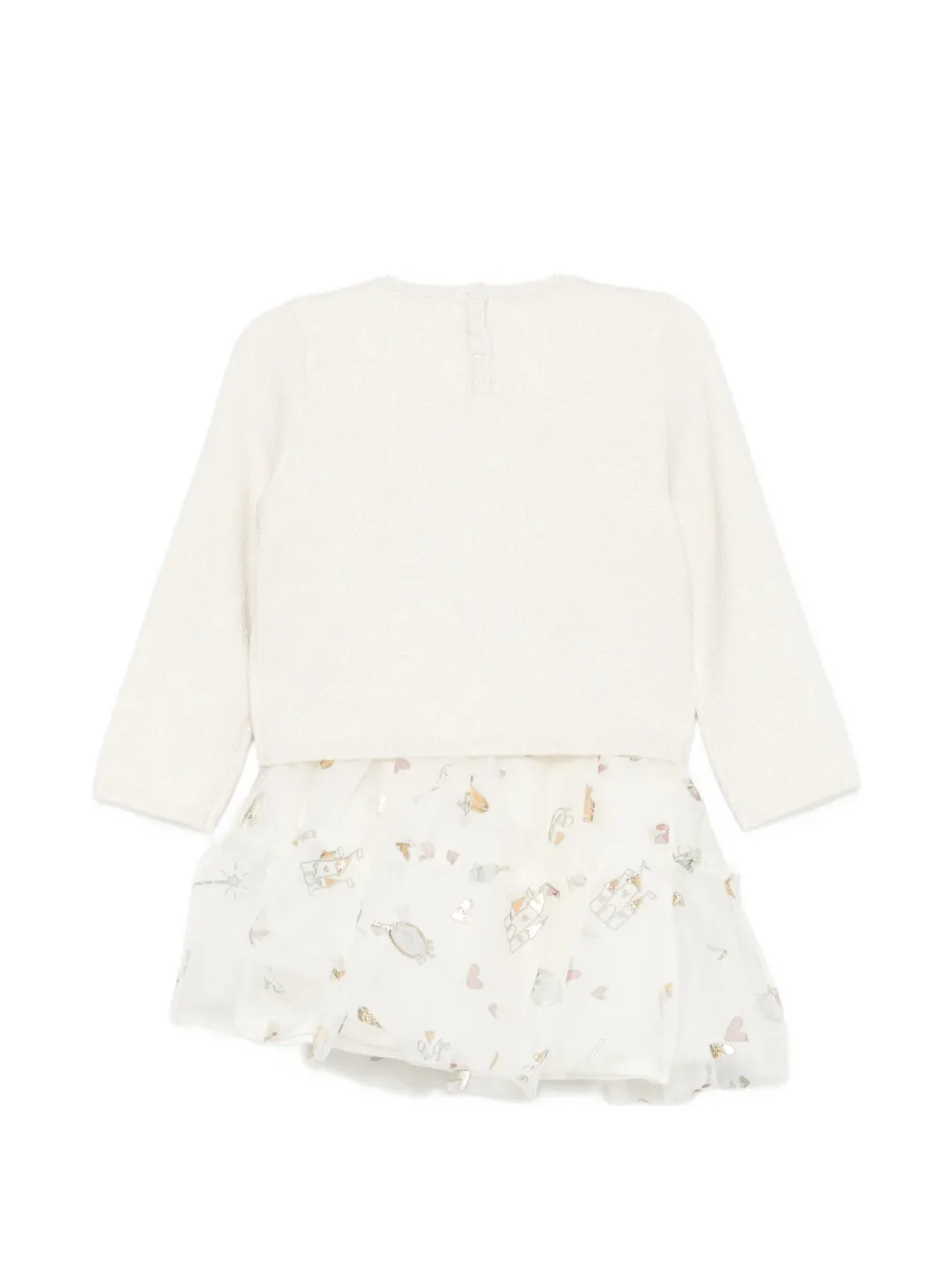 Liu Jo Kids castle-print tulle-skirt dress Beige