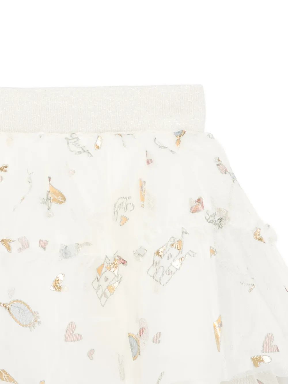 Liu Jo Kids castle-print tulle-skirt dress Beige