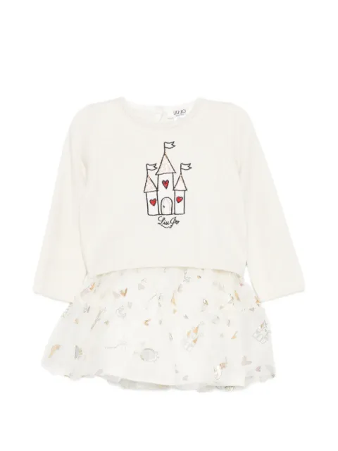 Liu Jo Kids castle-print tulle-skirt dress