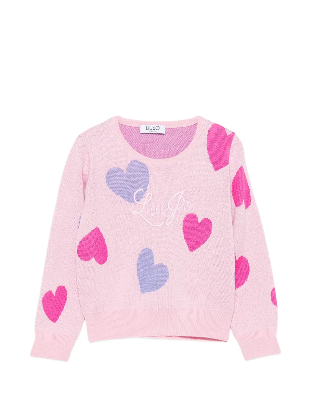 Liu Jo Kids layered-effect slogan-embroidered sweater and skirt - Rosa