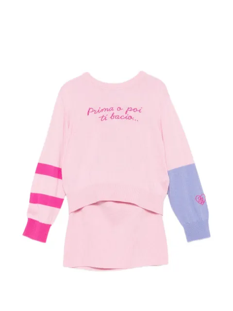 Liu Jo Kids heart-intarsia logo-embroidered sweater and skirt