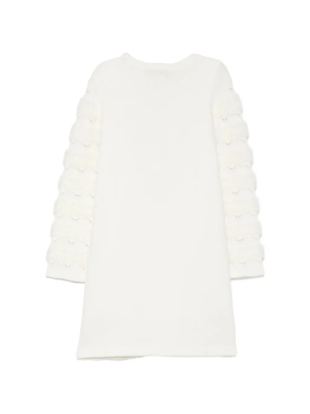 TWINSET Kids Pointellegebreide jurk met imitatiezak Wit