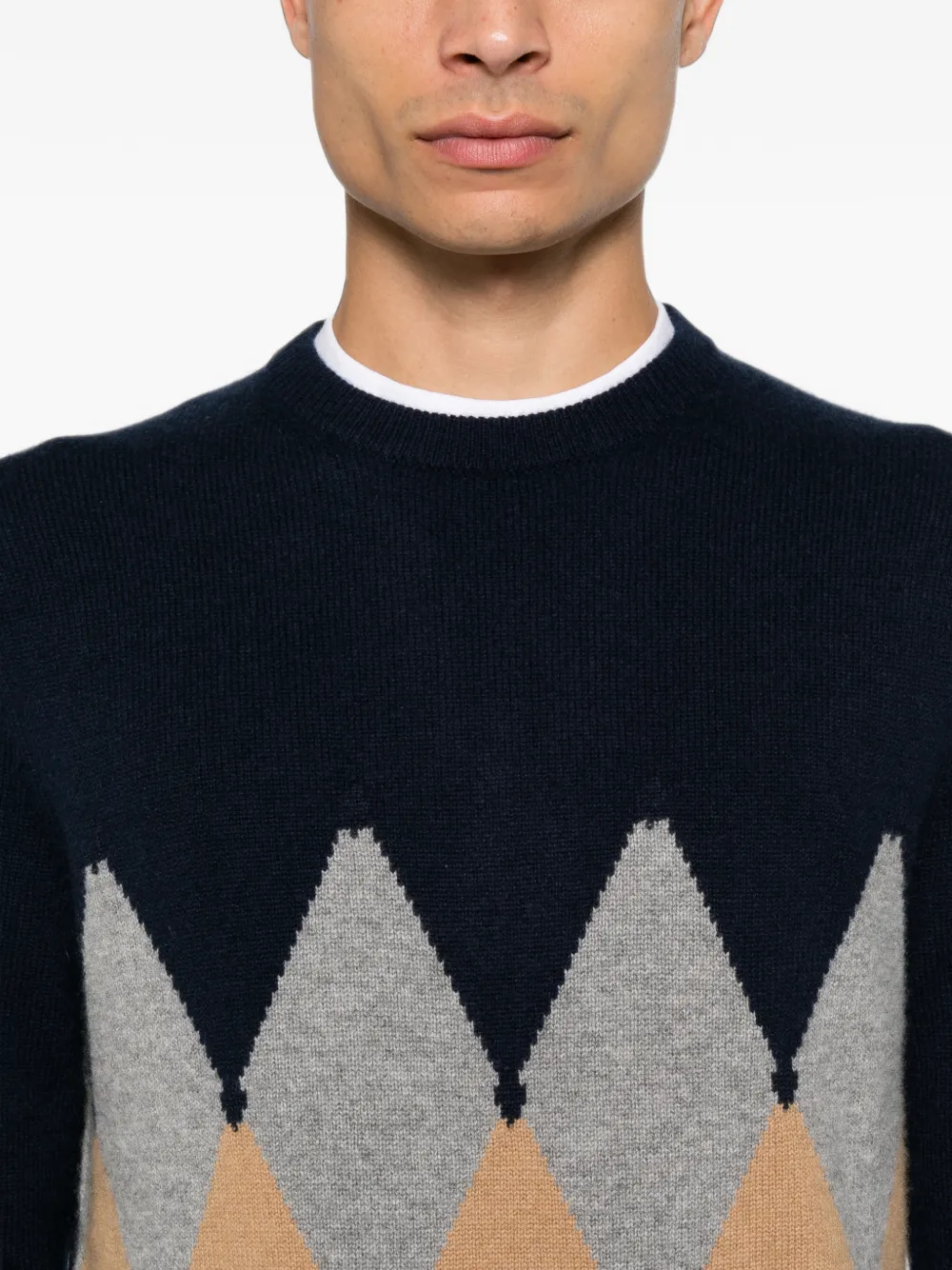 Ballantyne Trui met argyle intarsia Blauw
