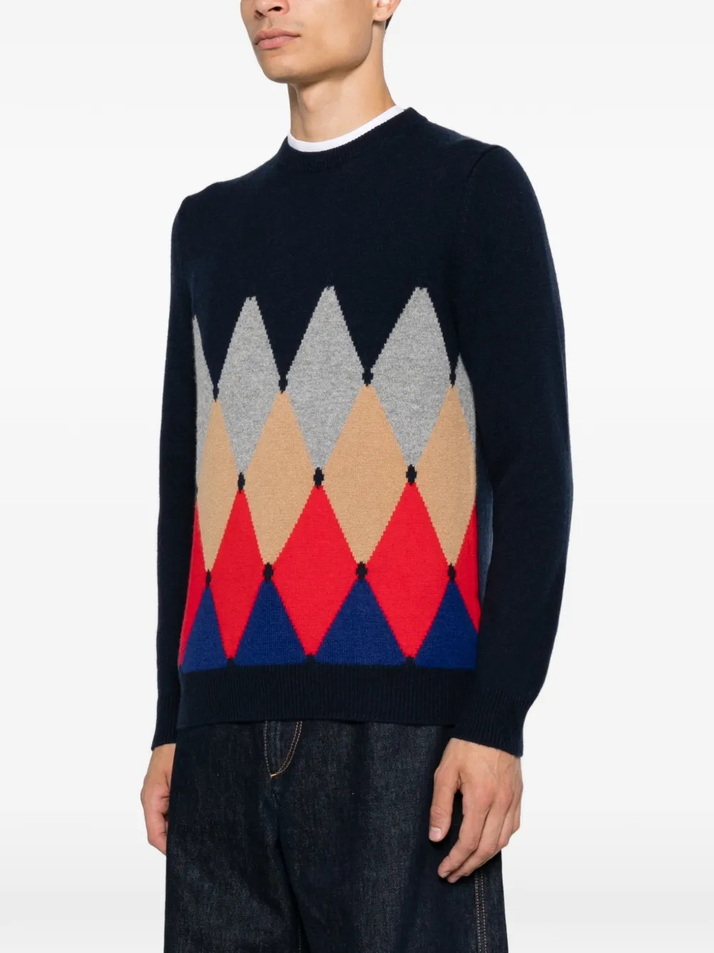 Ballantyne Trui met argyle intarsia Blauw