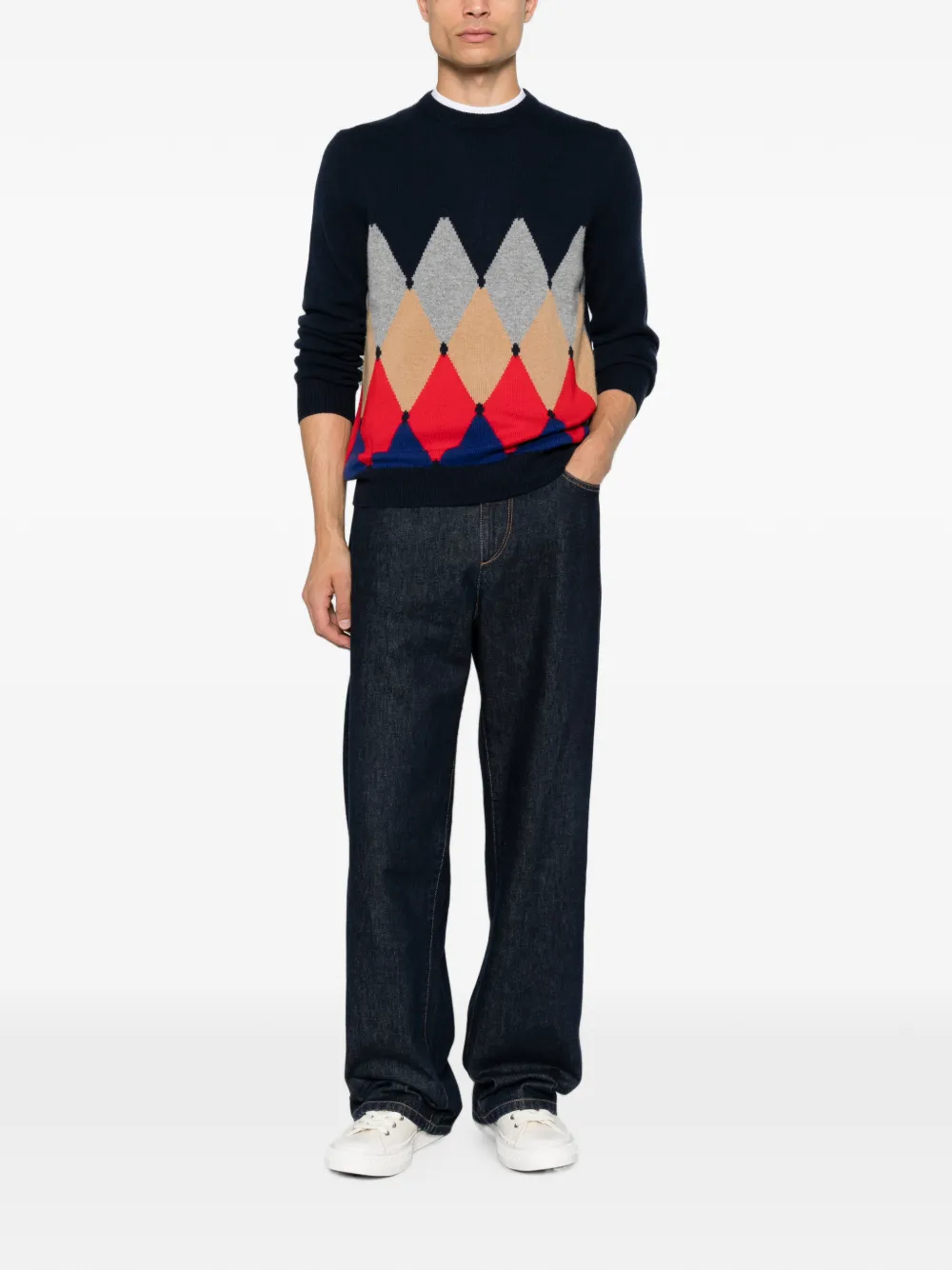 Ballantyne Trui met argyle intarsia Blauw