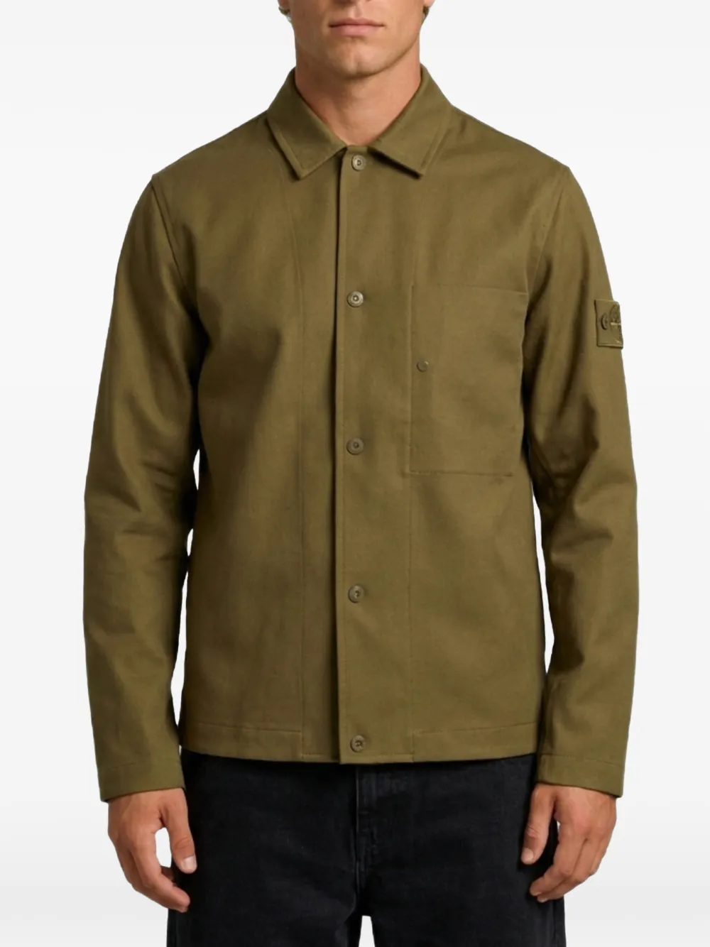 Stone Island Ghost logo-patch overshirt | Green | Image 1