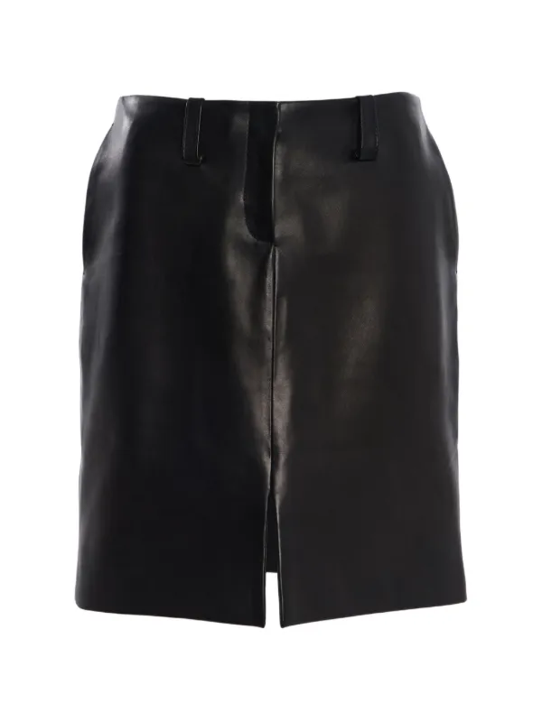Brandon Maxwell Lex Leather Pencil Skirt in Black