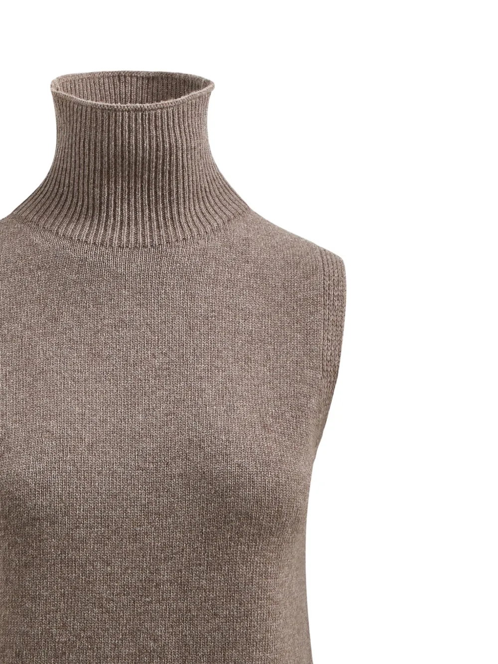 Brandon Maxwell Bruno Sleeveless Turtleneck Vest in Brown, view 2