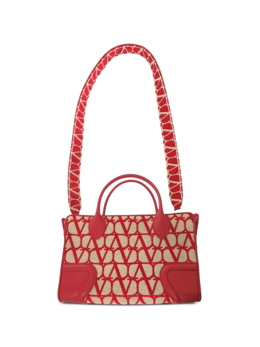 Valentino Garavani Pre-Owned Borsa a tracolla Iconographe in tela Toile con finiture in pelle 2018-2026 - Rosso