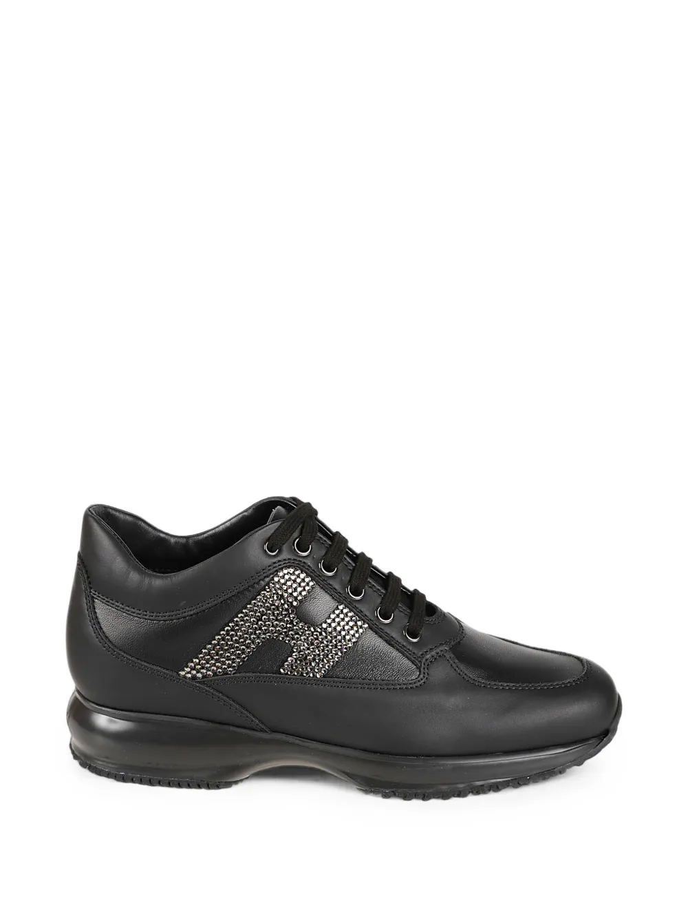 Hogan crystal-embellished leather sneakers Zwart