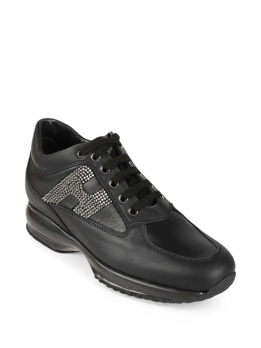 Hogan crystal-embellished leather sneakers Zwart